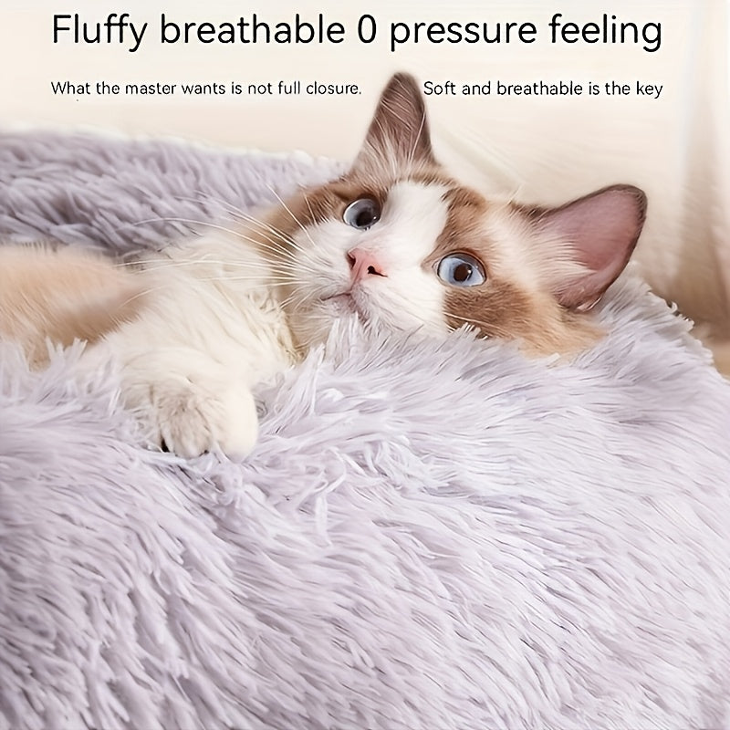 [Cozy Pet Bed] Cozy Plush Round Pet Nest - Luxurious, Soft, Non-Slip Bottom, Easy to Clean, Machine Washable Cover, Perfect for Deep Sleep Indoor Use
