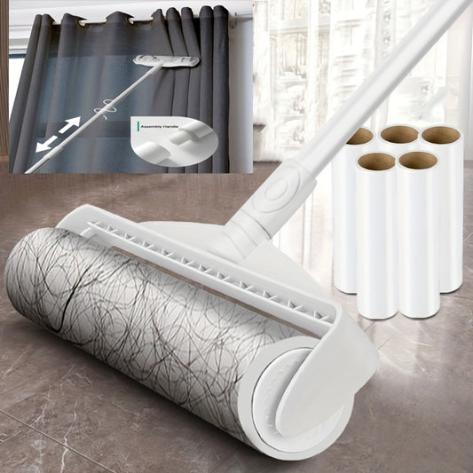 Long Bar Handle Sticky Hair Maker - 9.45inch/7.48inch Diagonal Tear Design Pet Hair Removal Roller for Sofa Carpet Dust Cleaning with Sticky Tearable Paper Brush