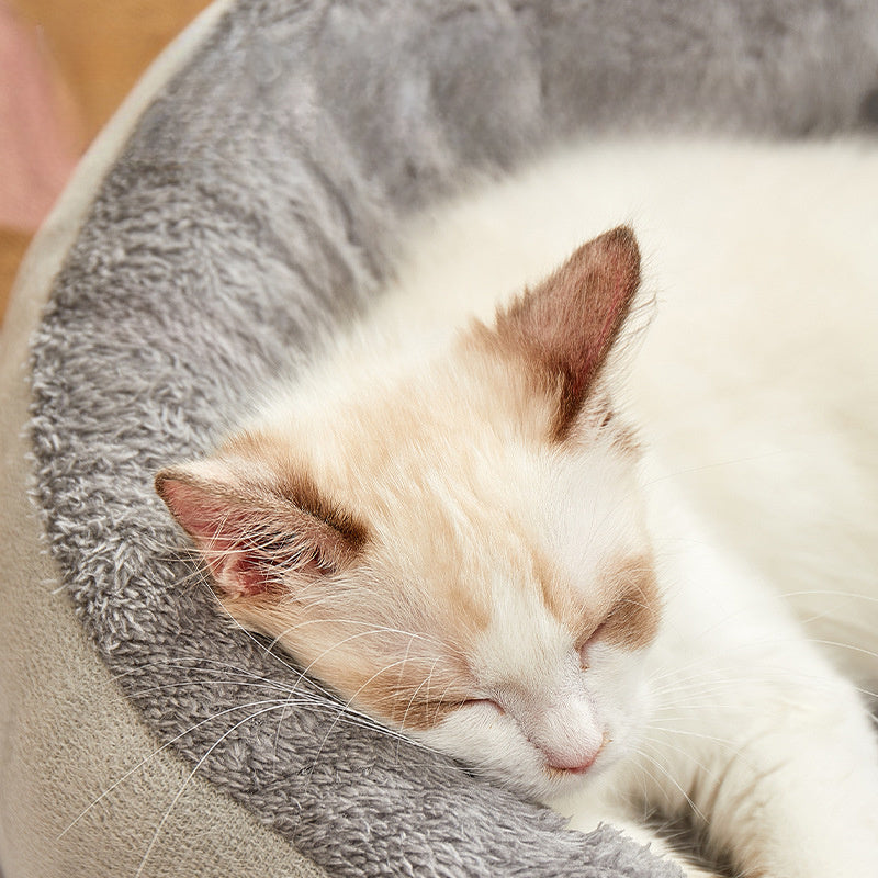 [Thick Warm Cozy Pet Bed] Cozy Plush Oval Pet Bed for Cats & Dogs - Thick, Warm Nest for All Seasons, Classic Style