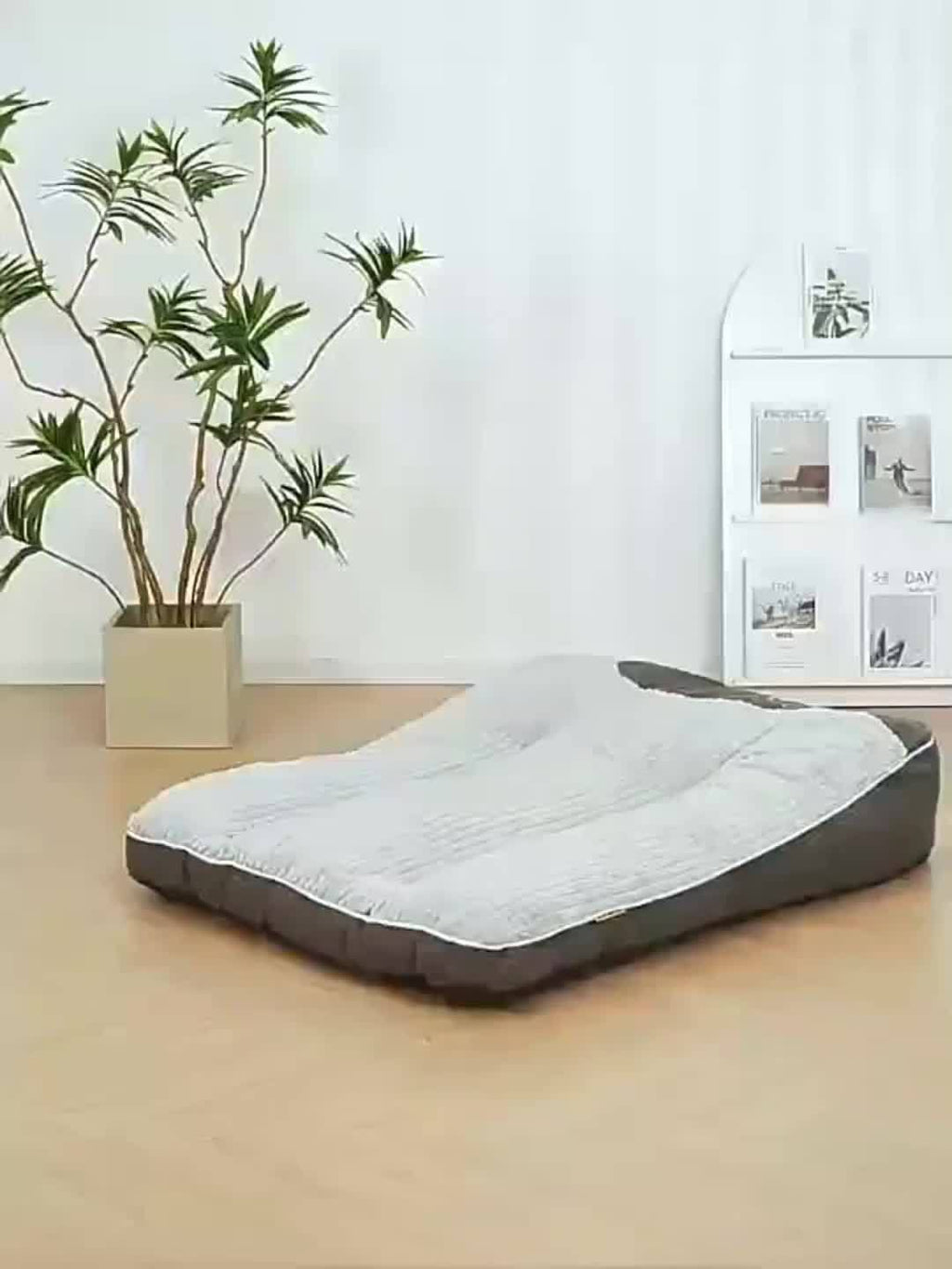 Extra Large Dog Bed for Medium & Large Dogs - Deep Sleep Mattress with Ergonomic Support, Cooling Gray & Beige Striped Design, Durable Polyester, No Assembly Needed, Perfect for Indoor Pets, Dog Bed for Large Dogs, Indoor Pet