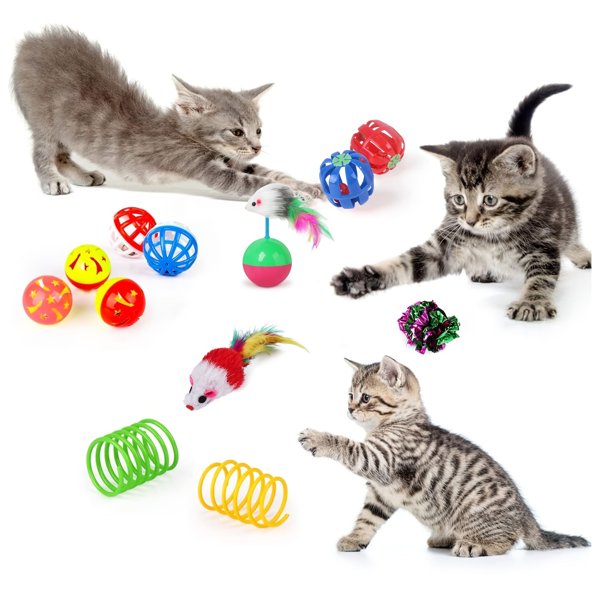 20pcs Cat Toys Kitten Toy Set Folding Camouflage Cat Tunnel Indoor Interactive Pet Toys Teaser Cat Feather Toy Colorful Mouse Plush Ball Bell Ball Toy Kit Kitten Puppy (Colorful)