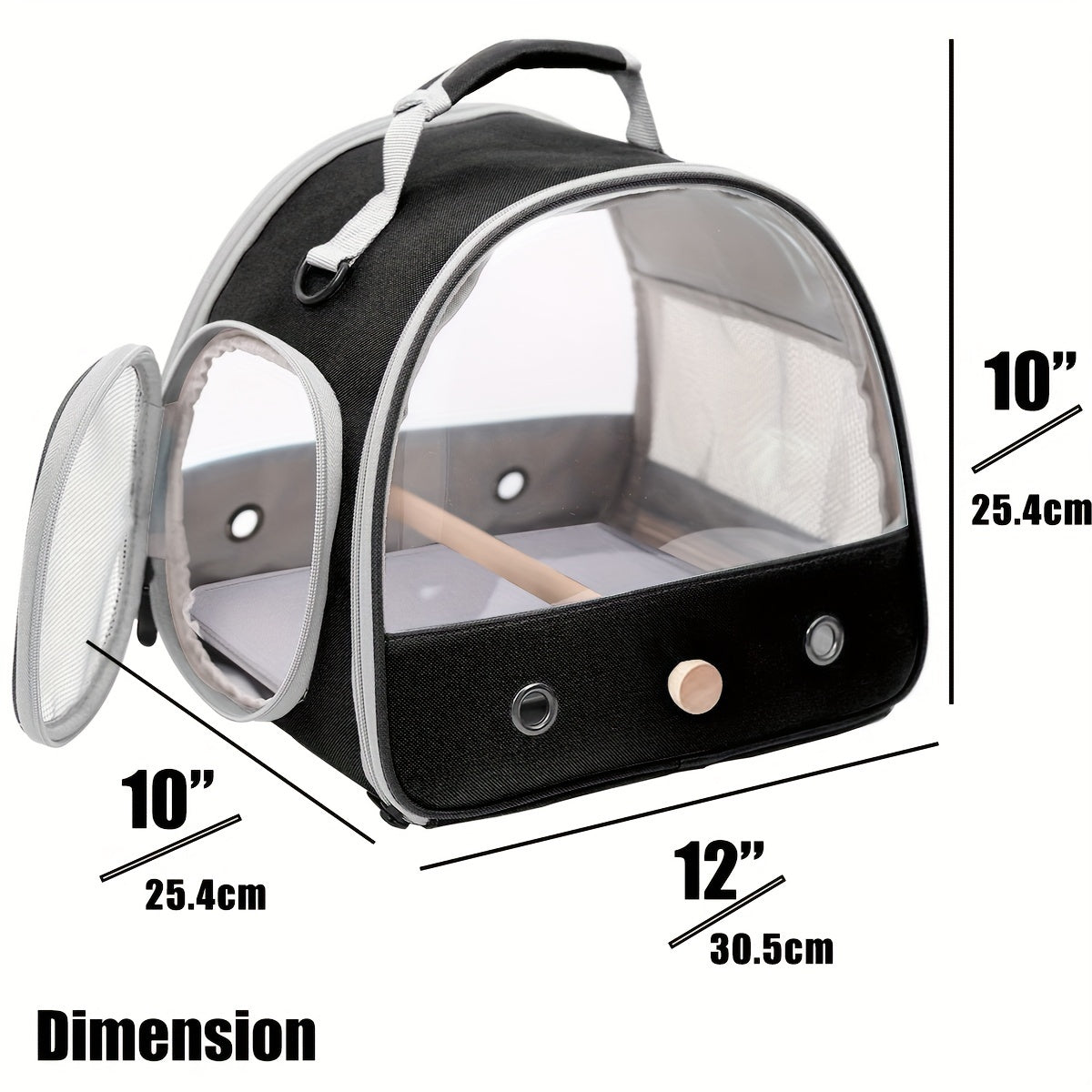 1pc Bird Carrier Cage, Portable Clear Small Bird Carrying Cage With Standing Wooden Perch And Soft Mat, Airline Approved Outdoor Bird Travel Cage