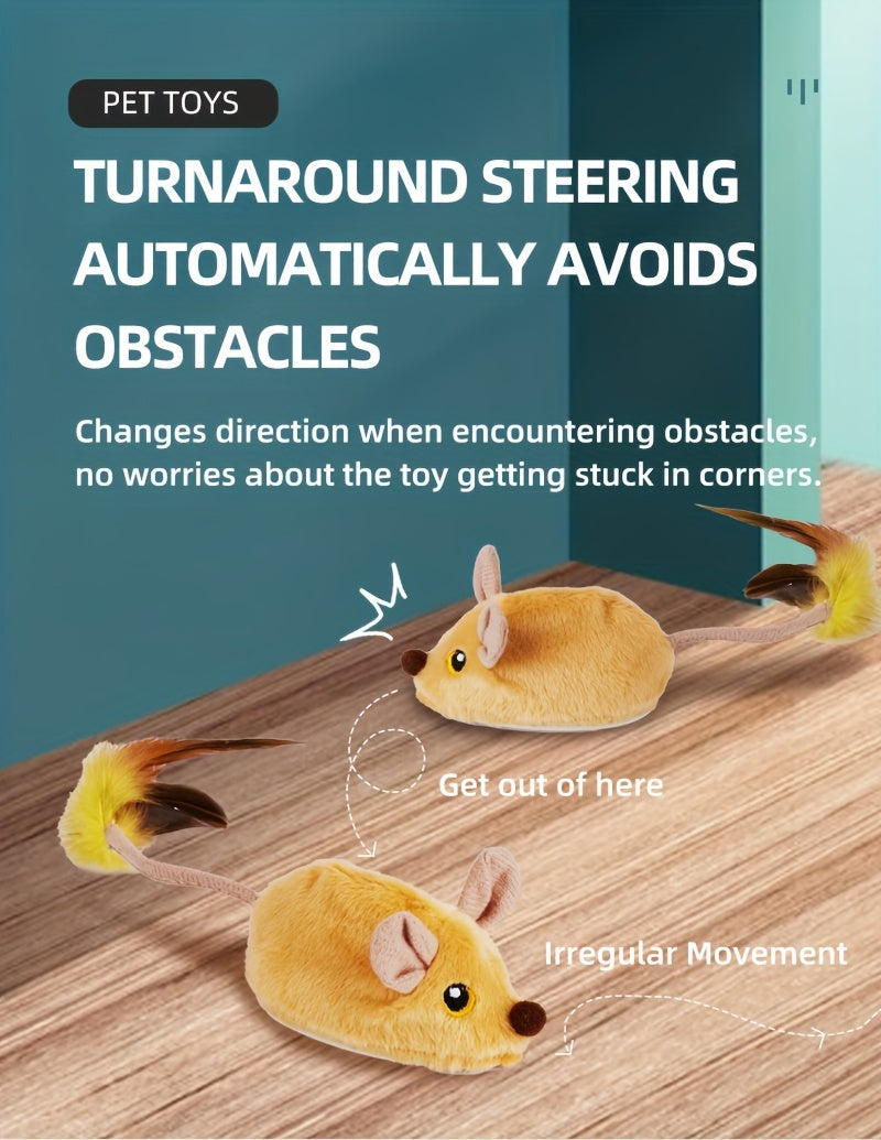 Rechargeable Remote Control Cat Toy - Interactive Electric Mouse with Feather Tail, Automatic Movement, and USB Charging - Fun and Engaging Pet Toy for All Varieties of Cats