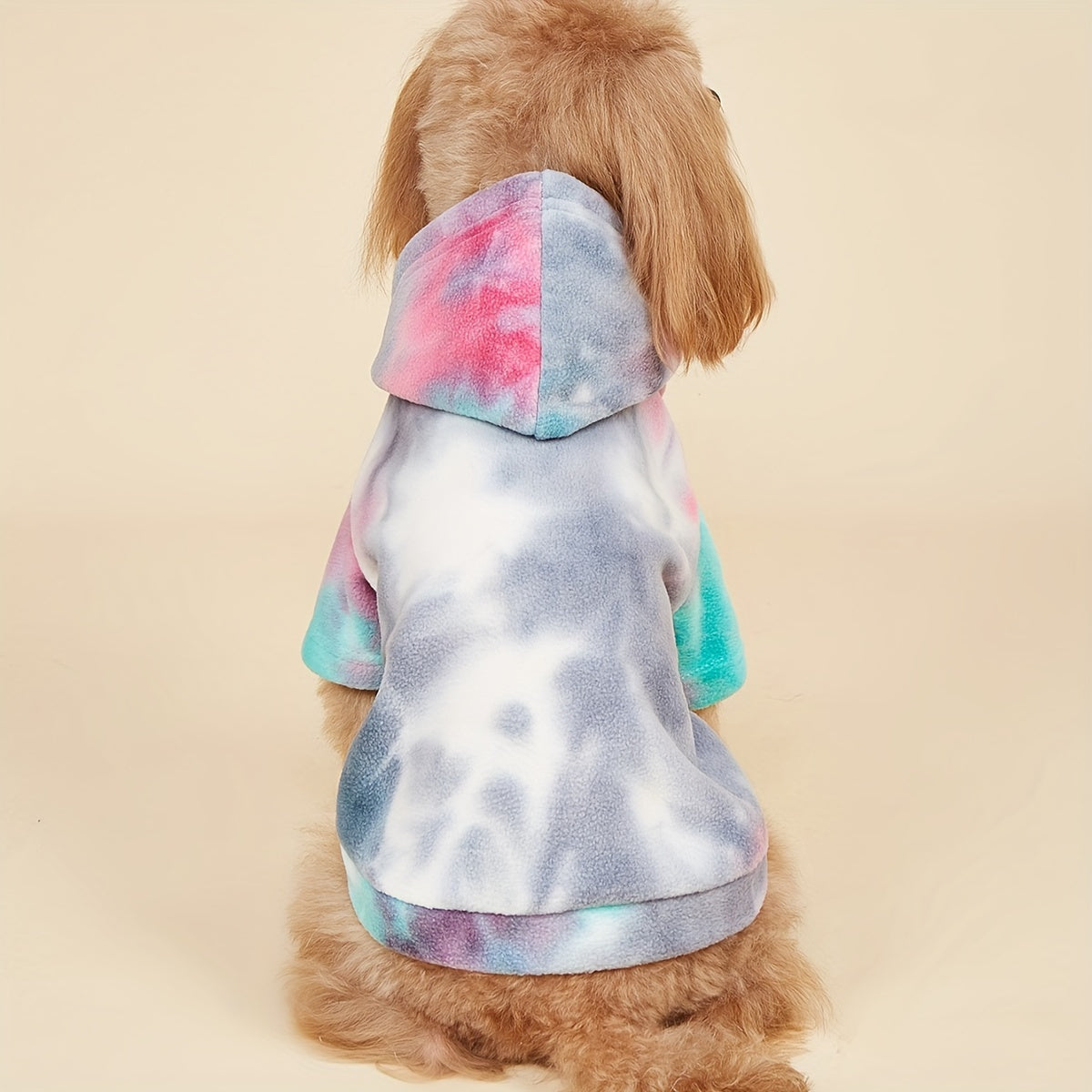 1pc Tie-Dye Hooded Dog Sweatshirt - Cozy & Windproof Pet Apparel for All Seasons, Machine Washable, Fits Small to Extra Large Breeds - Thick Knit Pullover with Snap Buttons, Dog Sweater