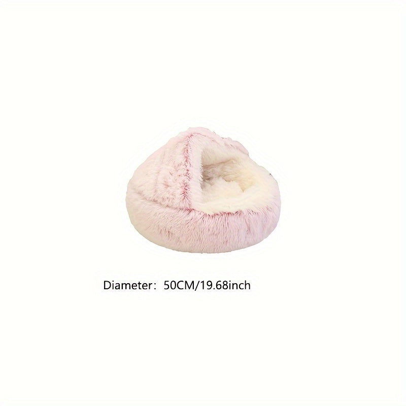 [Cozy Plush Donut Bed] Cozy Plush Donut Pet Bed - Easy Clean, Non-Slip Bottom Comfort Nest for Cats & Small Dogs