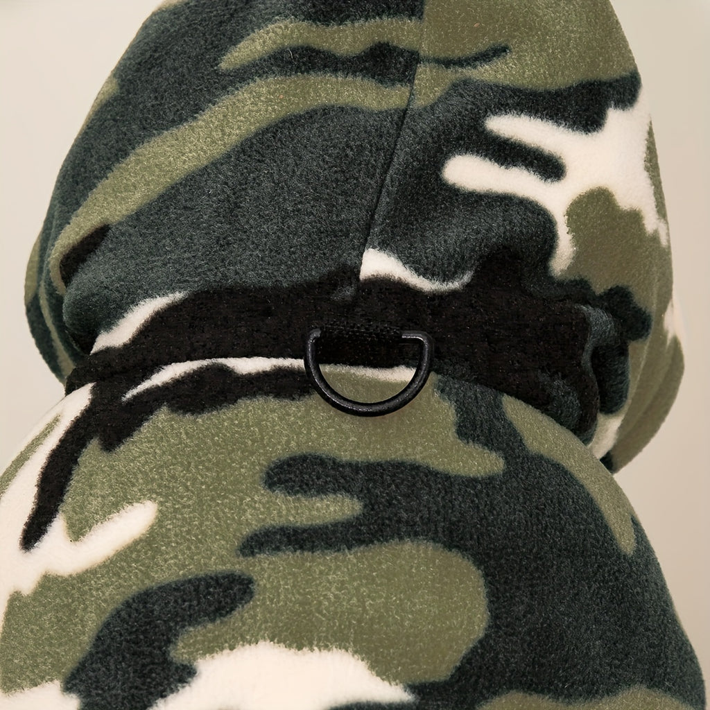 BABANY BEBE Dog Hooded Jacket - Camouflage Print Winter Coat for Small to Medium Dogs, Warm Outdoor Pet Apparel with Snap Buttons, Hand Wash Only, Stylish Fall & Winter Dogwear, Dog Winter Jacket, Cozy Dogwear, Durable Dogwea