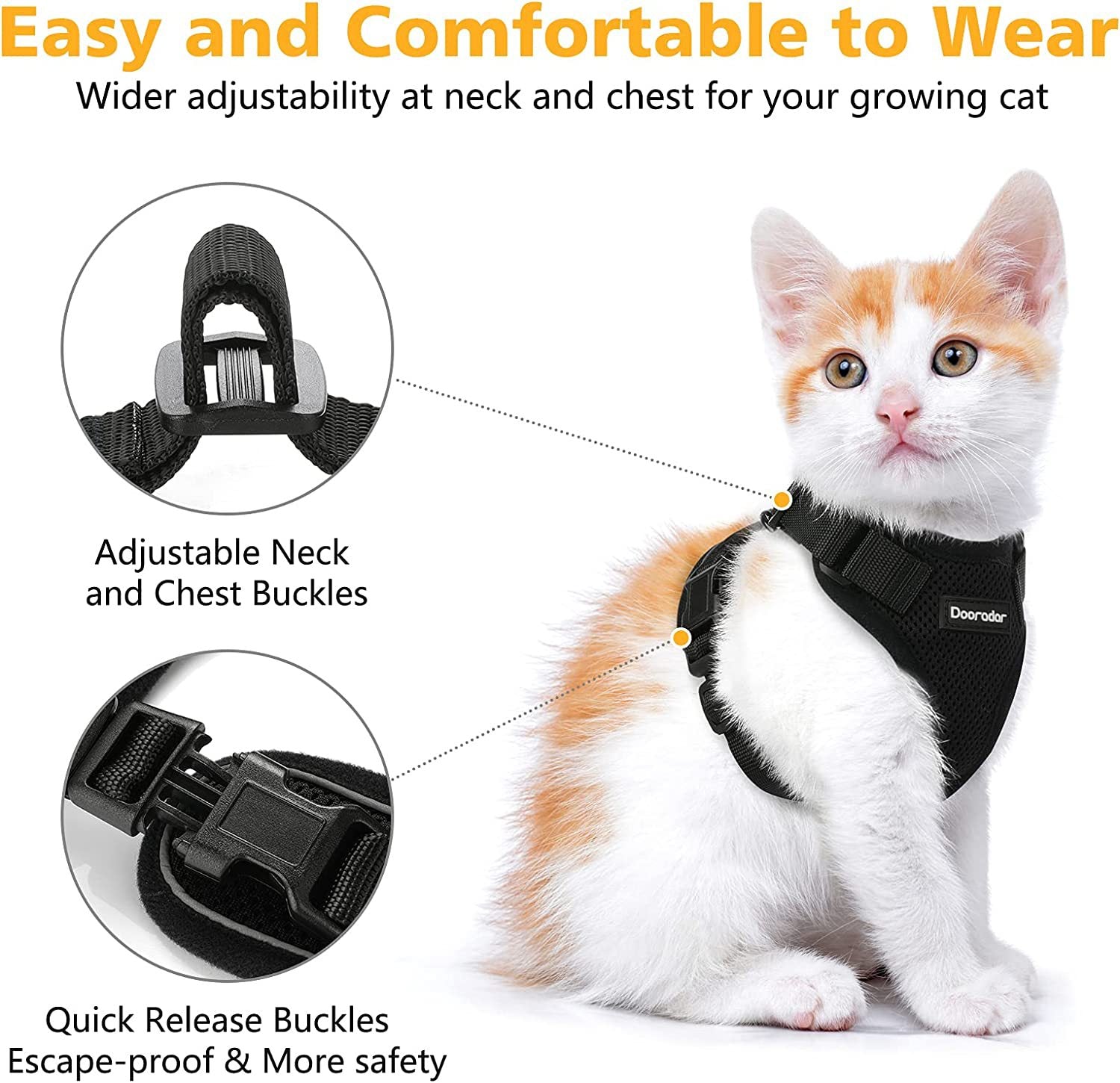 Reflective Pet Harness And Leash Set For Dogs And Cats, Adjustable Puppy Cat Vest Harness With Soft Mesh