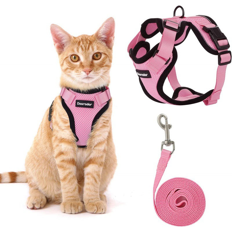 Reflective Pet Harness And Leash Set For Dogs And Cats, Adjustable Puppy Cat Vest Harness With Soft Mesh