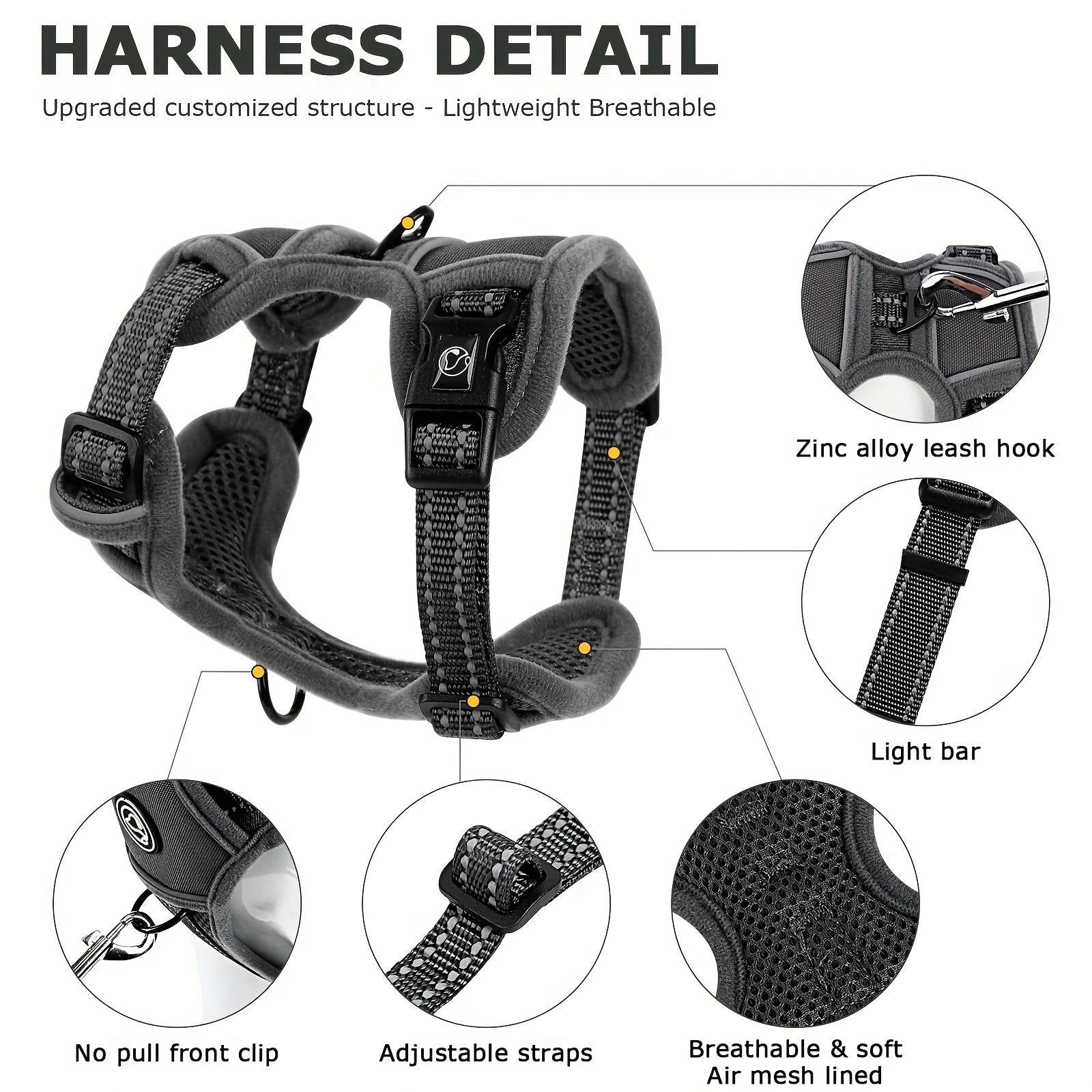 Dog Harness Medium Sized, No Pull Dog Harness For Medium Large Dogs, Adjustable Soft Padded Dog Vest Harness With Reflective Strips Pet Harness For Medium Large Dogs