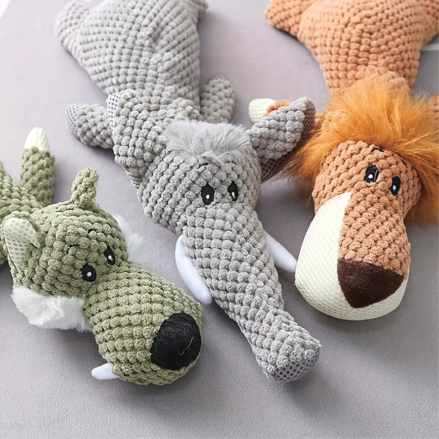 1/3pcs, Large Dog Toy, Bite-Resistant and Sound-Producing Plush Toy, Lion, Wolf, Elephant Cartoon Pet Toy, Dog Companion to Relieve Boredom, Teeth Grinding and Cleaning, Squeaky Dog Chew Toy, Suitable for All Sizes of Dogs