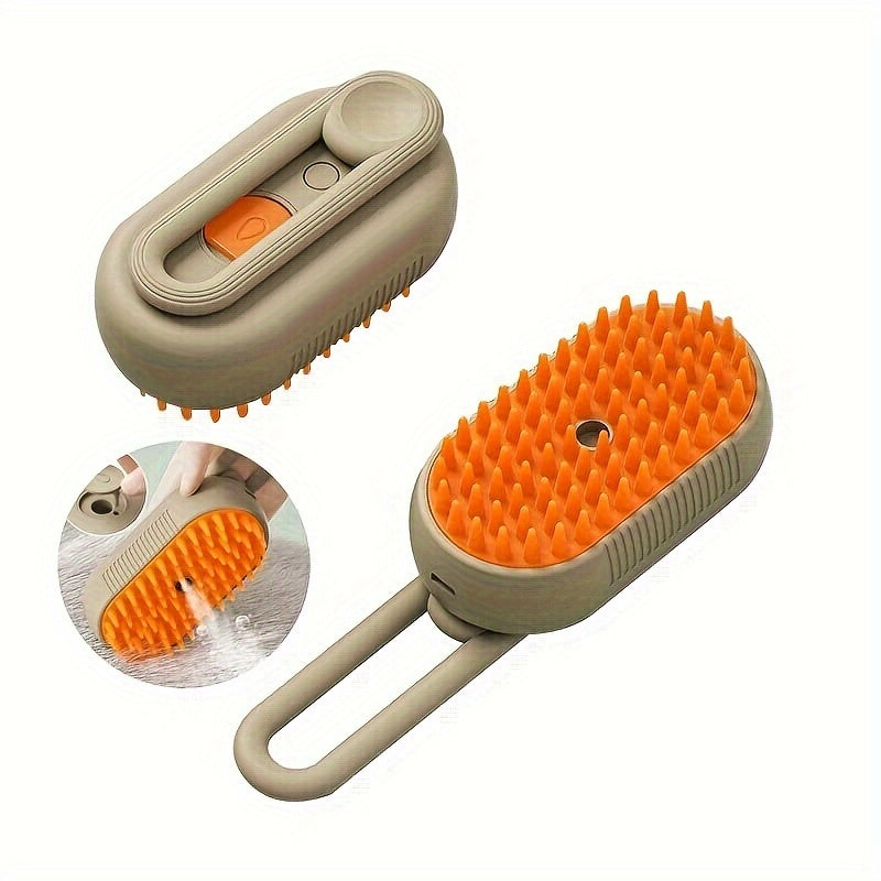 1pc 3-in-1 Self-Cleaning Cat Steam Brush Steamer for Massage, Removing Tangled and Loose Hair, Pet Grooming Essential