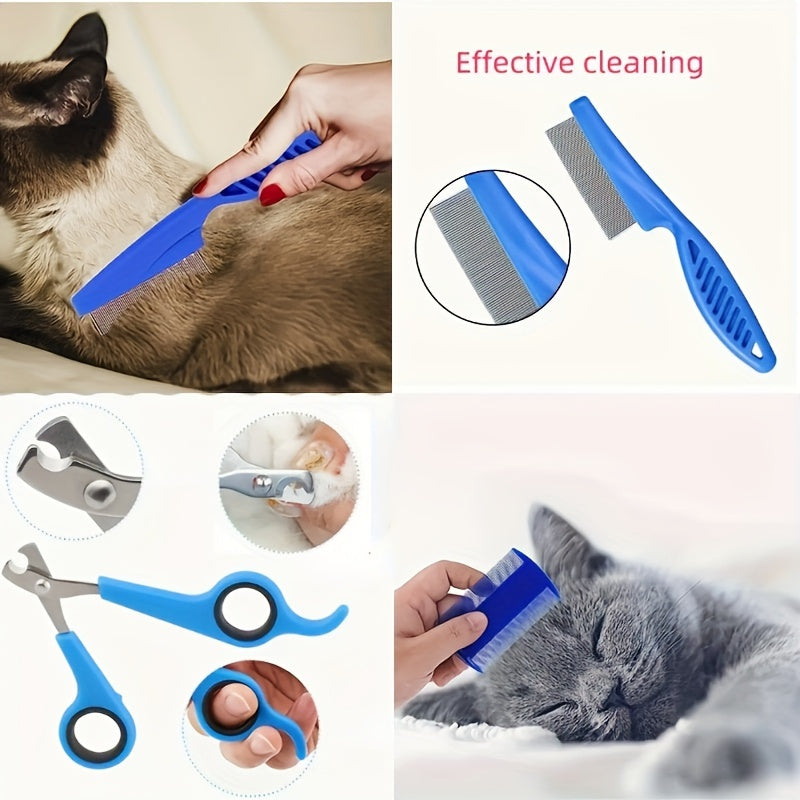 [8-Piece Pet Grooming Kit Uncharged] 8-Piece Pet Grooming Kit for Dogs - PP Material, Uncharged, Battery-Free - Includes Shampoo Brush, Flea Comb, Nail Clippers, Toothbrush, and More