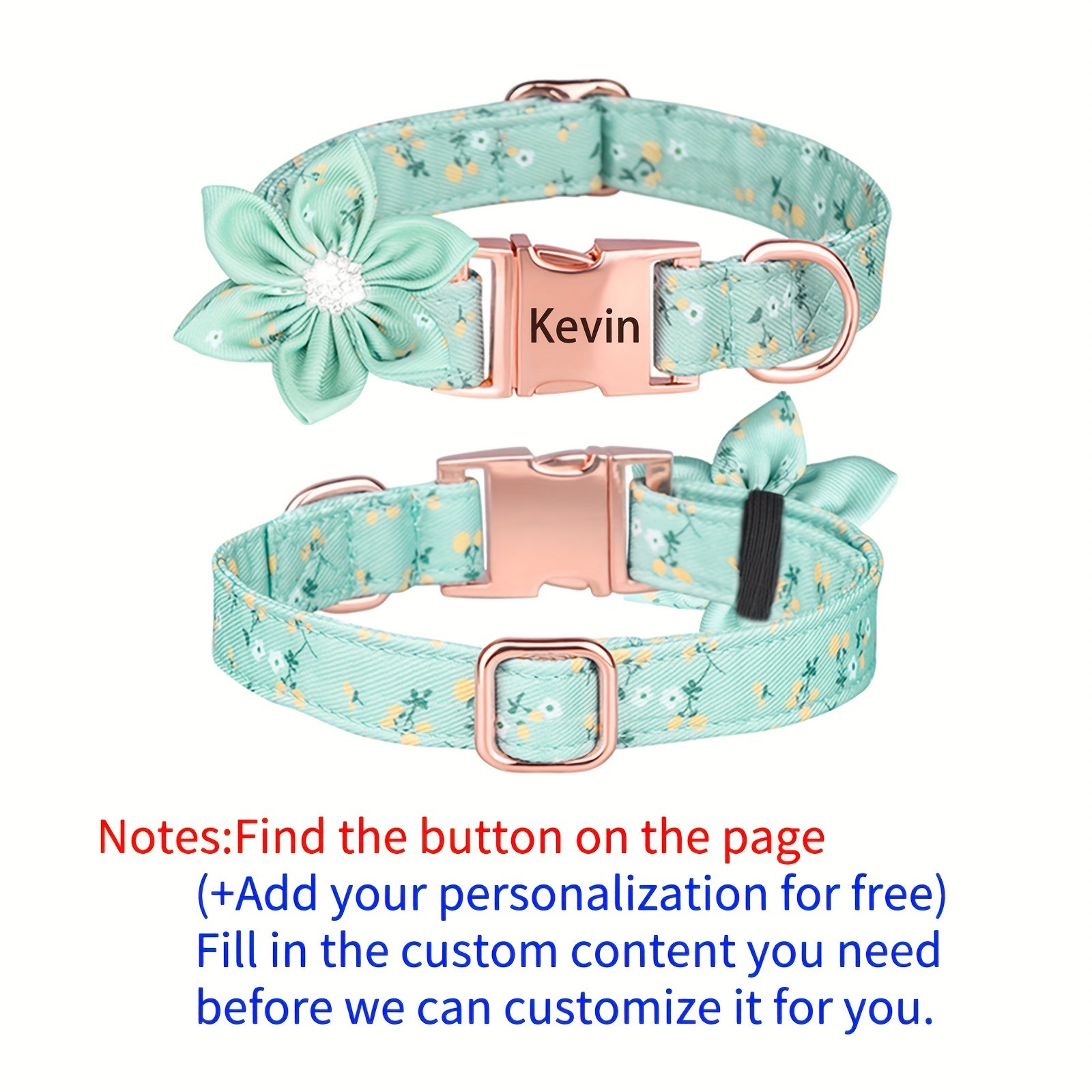 For Large Medium Small Dogs, Rhinestone Six Petal Flower Custom Dog Collar, Anti-Lost Floral Pattern Pet Collar
