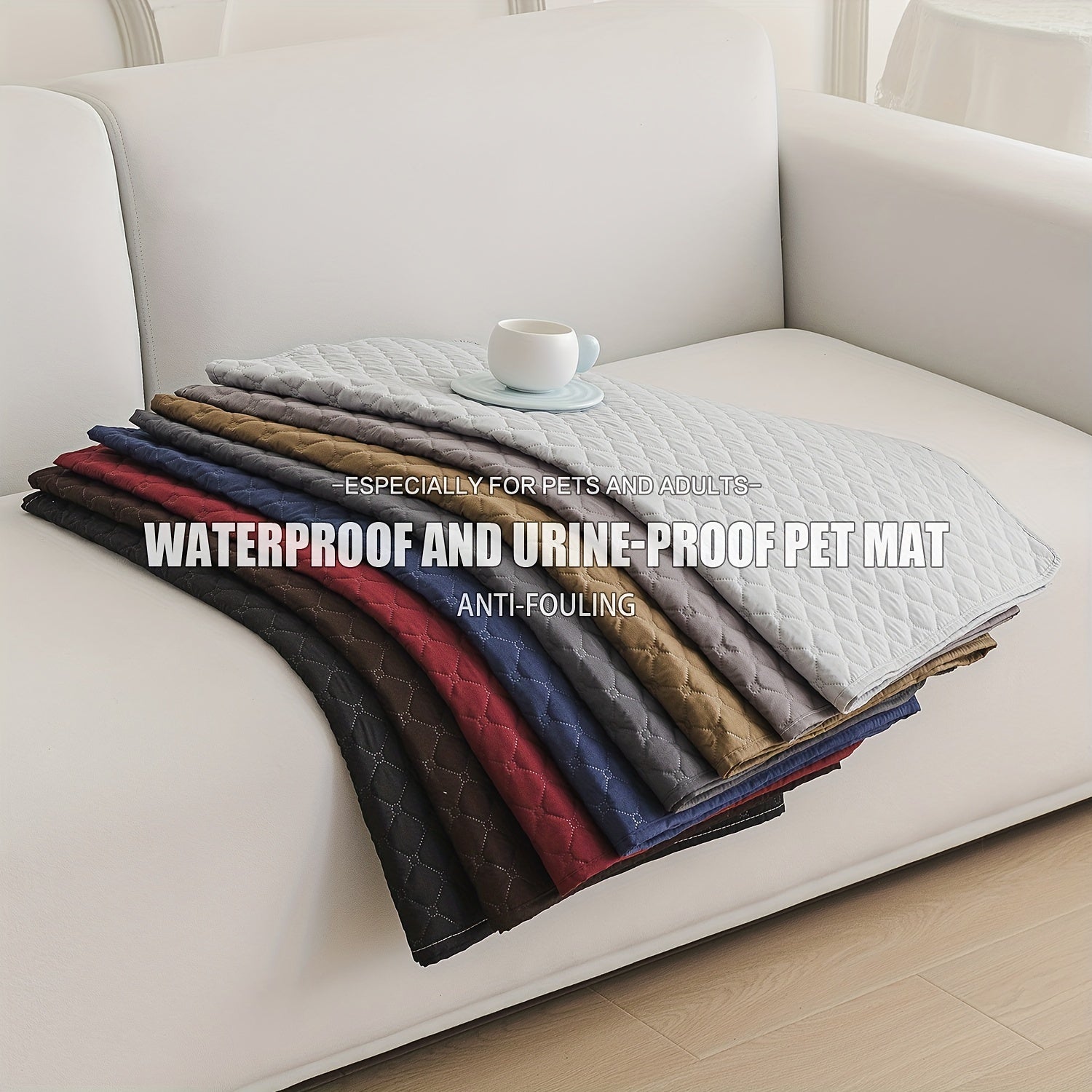 Waterproof Pet Bed Mat for Medium & Large Dogs - Non-Slip, Odor-Resistant Sofa Protector with Plaid Polyester Fill, Machine Washable, Pet Furniture Protection, Urine-proof, Car Mat