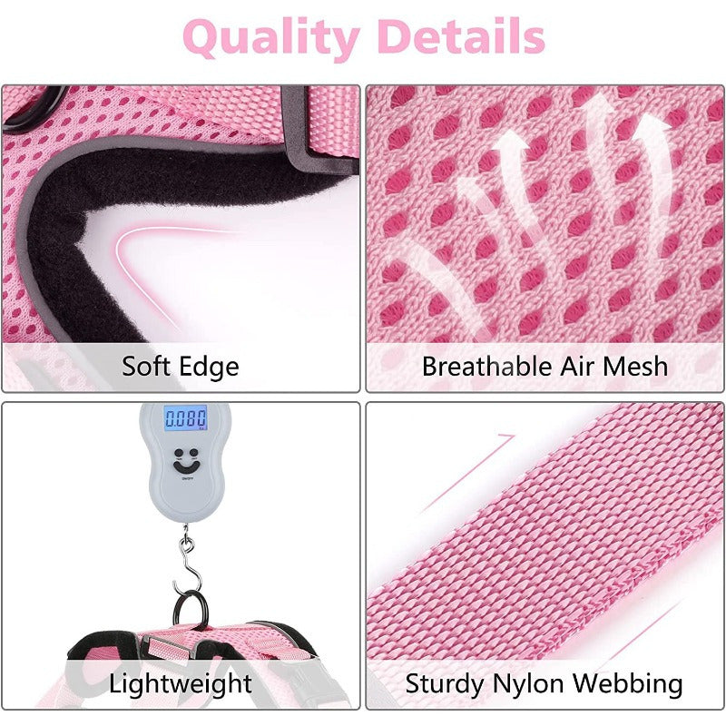 Reflective Pet Harness And Leash Set For Dogs And Cats, Adjustable Puppy Cat Vest Harness With Soft Mesh