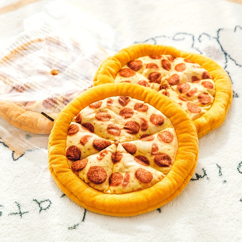 1pc Interactive Pizza-Shaped Plush Chew Toy for Dogs, Durable Squeaky Pet Toy for Interactive Play