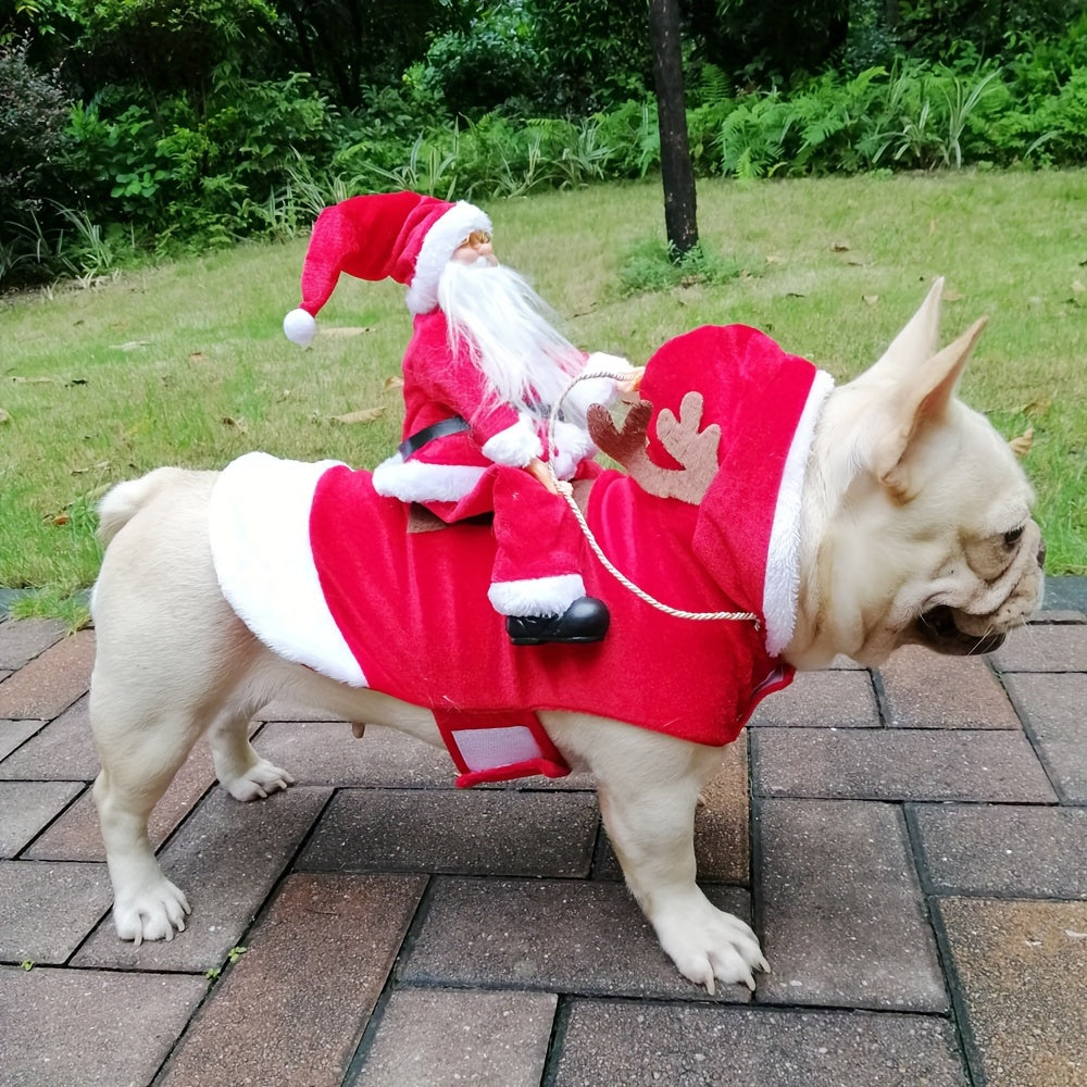 Adorable Santa Claus Pet Costume - Soft, Comfortable, Riding Design for Small, Medium, Large Dogs - Festive Party Outfit, Christmas Dog Clothes, Cosplay Pet Apparel