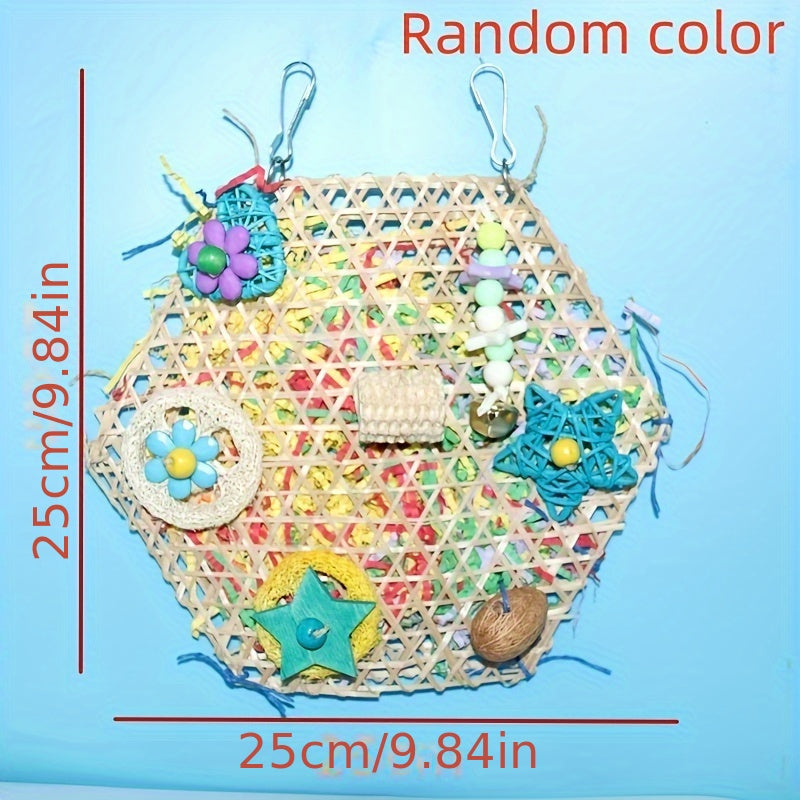[Tiger Skin Bird Toy Shredder] Bird Toy Shredder Toy Tiger Skin Peony Xuanfeng Parrot Chew Climbing Net Woven Bamboo Net Birdcage Ornament Accessories