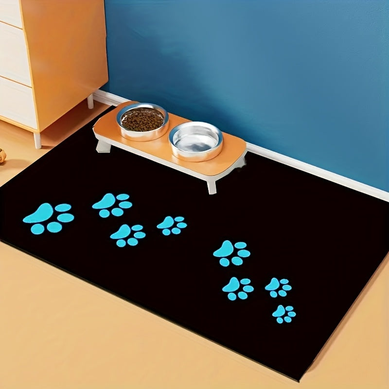 [1pc dog paw pet mat] 1pc cute blue dog paw pet feeding mat, Halloween Christmas decoration