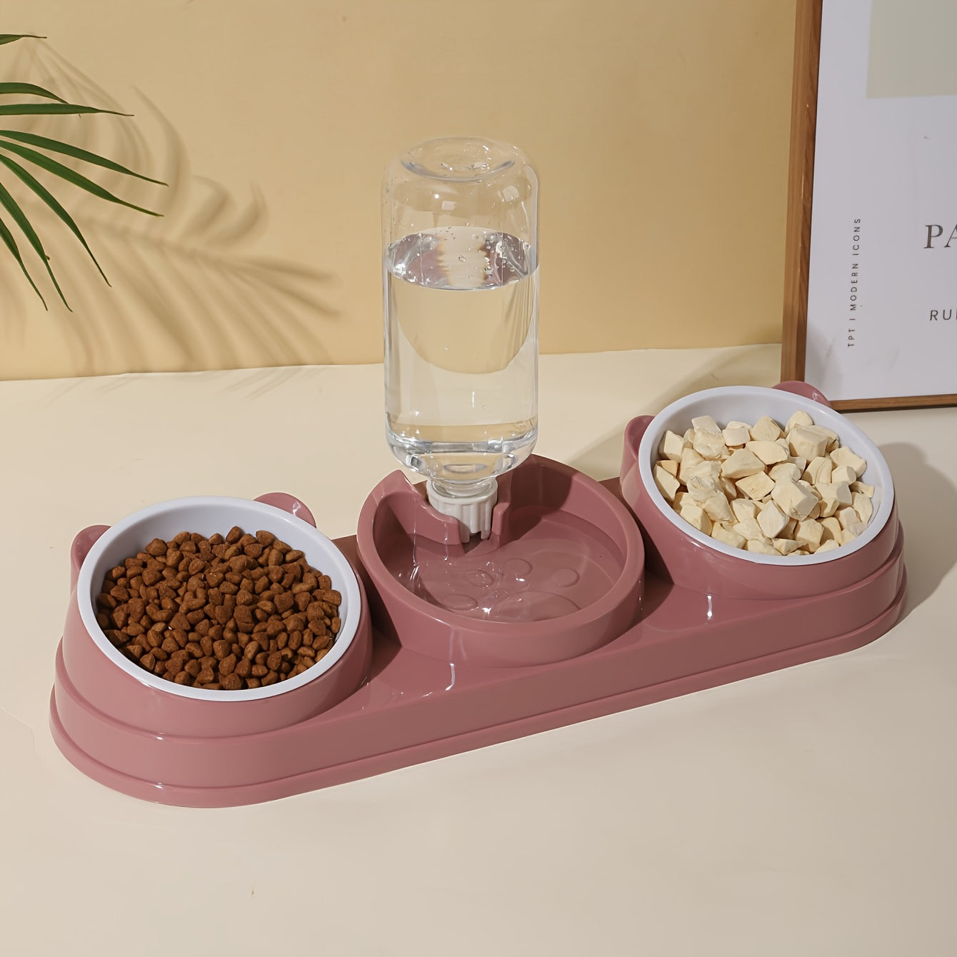 3-in-1 Stainless Steel Pet Feeding Station with Automatic Food and Water Dispenser, Dual Bowls for Dogs and Cats - Durable, Easy-to-Clean, Space-Saving Design for Small to Medium Pets, Pet Feeding Station|Modern Pet Station|S