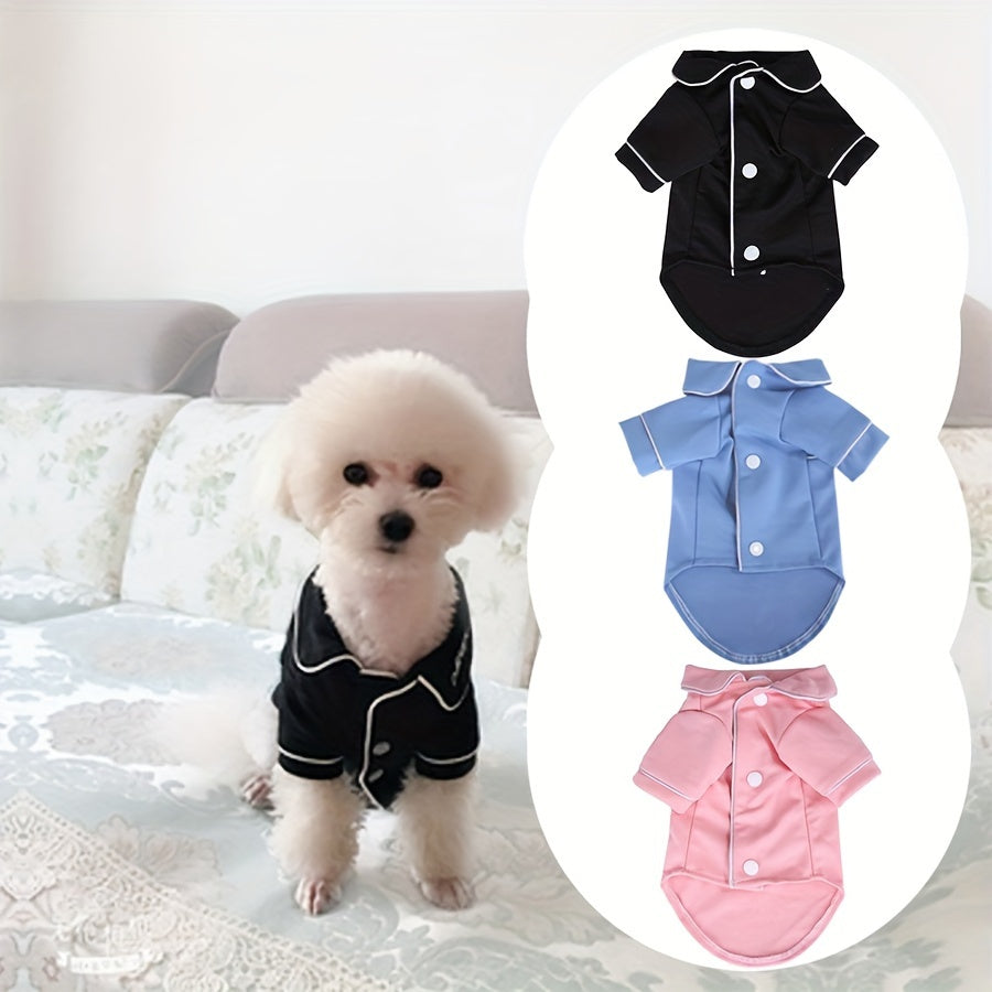 Pet Pajamas for Dogs and Cats - Woven Polyester Dog Sleepwear, Small Breed Nightwear with Button Closure, Machine Washable Pet Apparel for Puppies and Kittens