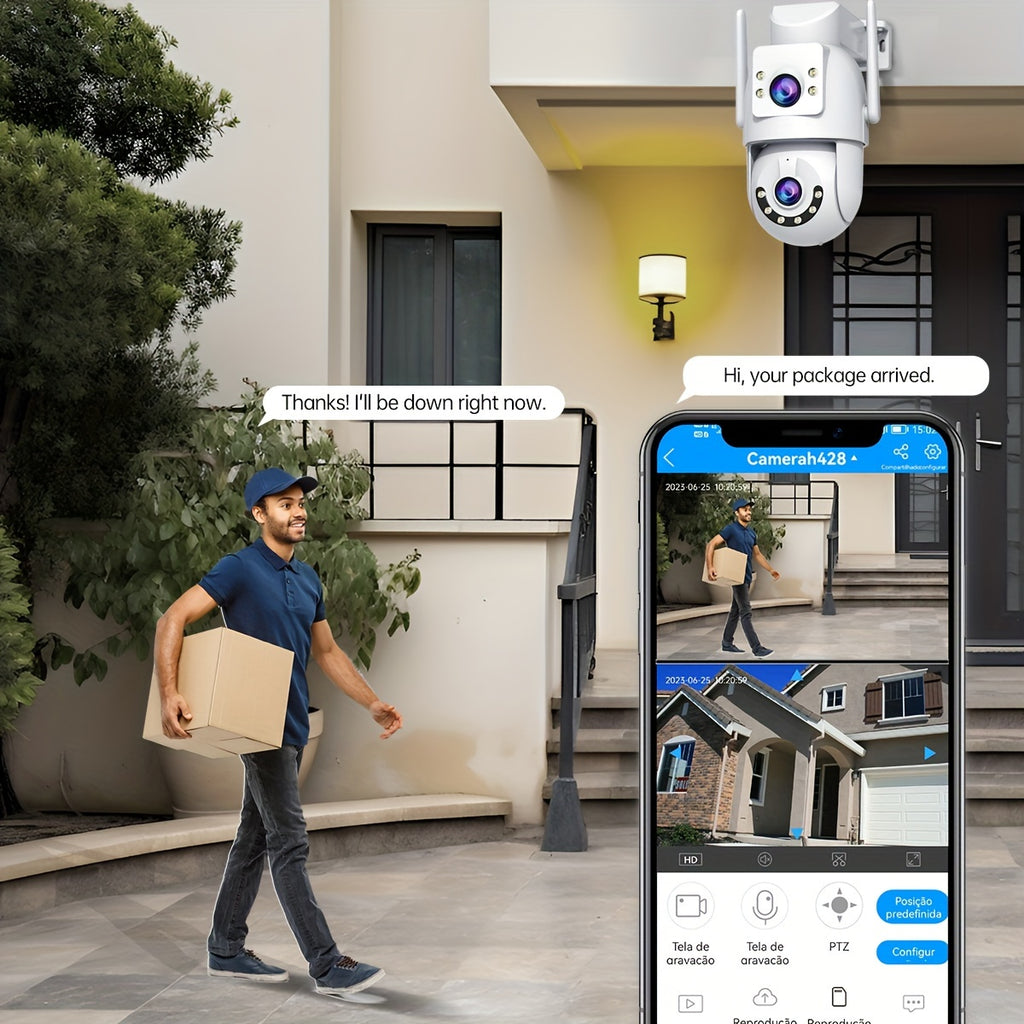 JOOAN 5G WiFi Dual Lens PTZ Outdoor IP Camera - Two-Way Audio, Auto Tracking, Screen Security Monitor for Elderly, Youngsters & Pets