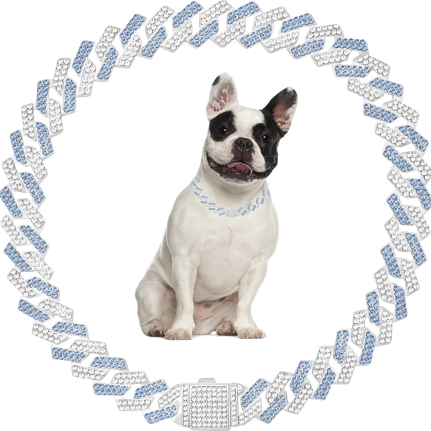 15mm Wide Golden Diamond-studded Cuban Link Pet Collar - Stylish Flip Cover for Dogs and Cats