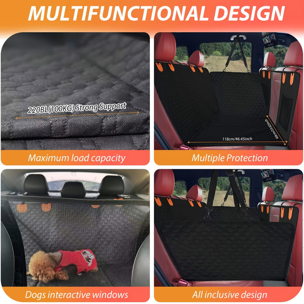 1pc Durable Waterproof Polyester Oversized Car Seat Cover, Portable Folding Pet Bed, Dog Hammock Backseat Extender, Fits Most Cars, SUVs & Trucks, Pet Travel Accessories