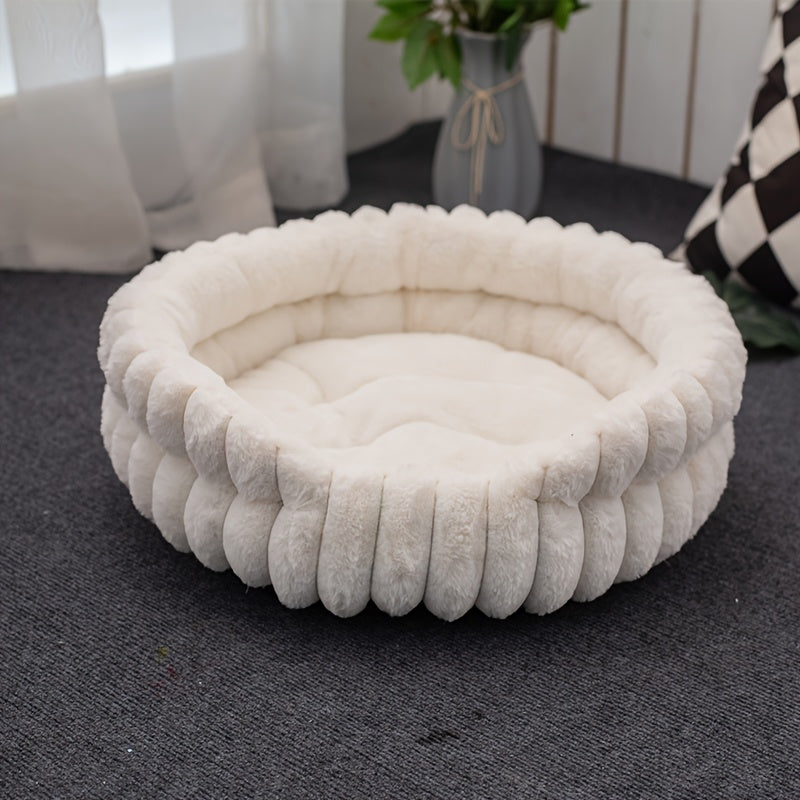 [Ultra-Soft Pet Bed] Ultra-Soft & Washable Four-Season Round Pet Bed | Soft & Comfortable Cat & Dog Mat for Indoor Use, Double-Sided Cushion with Raised Anti-Slip Bottom, Suitable for Small/Medium/Large Dogs and Cats