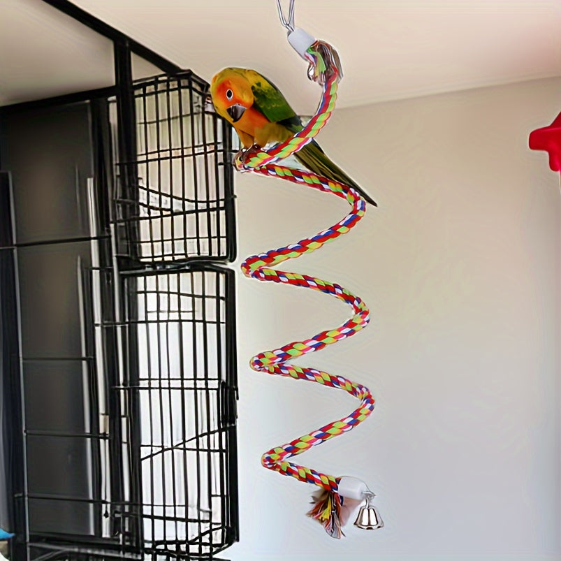 1pc Large Bord Toy - Entertaining 63 Inch Bird Rope Swing with Odorless Pecking and Chewing Bell, Standing Bungee Climbing Fun - Ideal for Small to Regular Size Parrots, Phoenix Parrots, and Birds