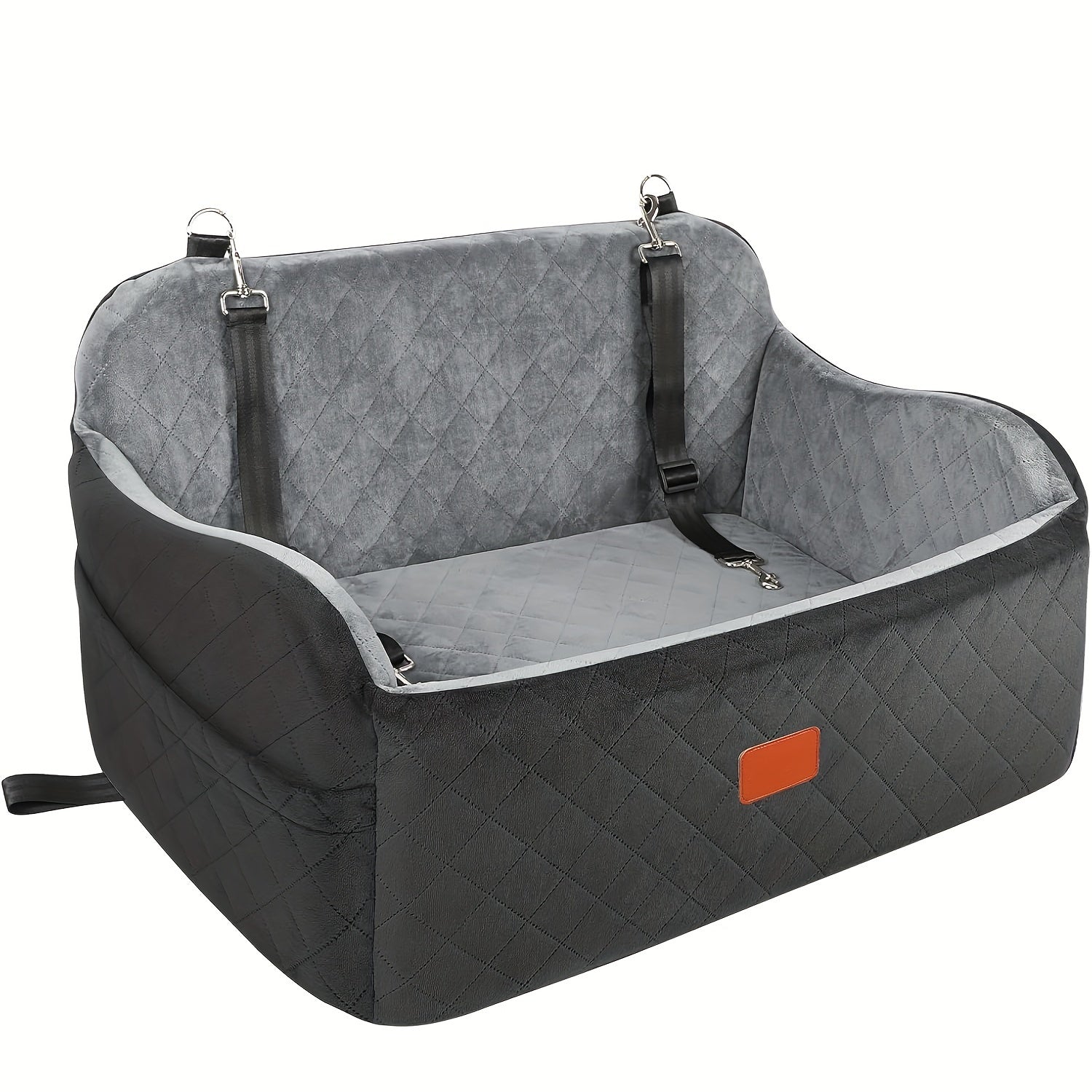 Adjustable Dog Car Seat with Memory Foam - Heavy-Duty Vehicle pet bed, Safety Travel Harness System, Non-Slip Base, Spacious Interior for Medium, Large Dogs & 2 Small Dogs - Easy Installation, Compatible with SUVs, Sedans, -