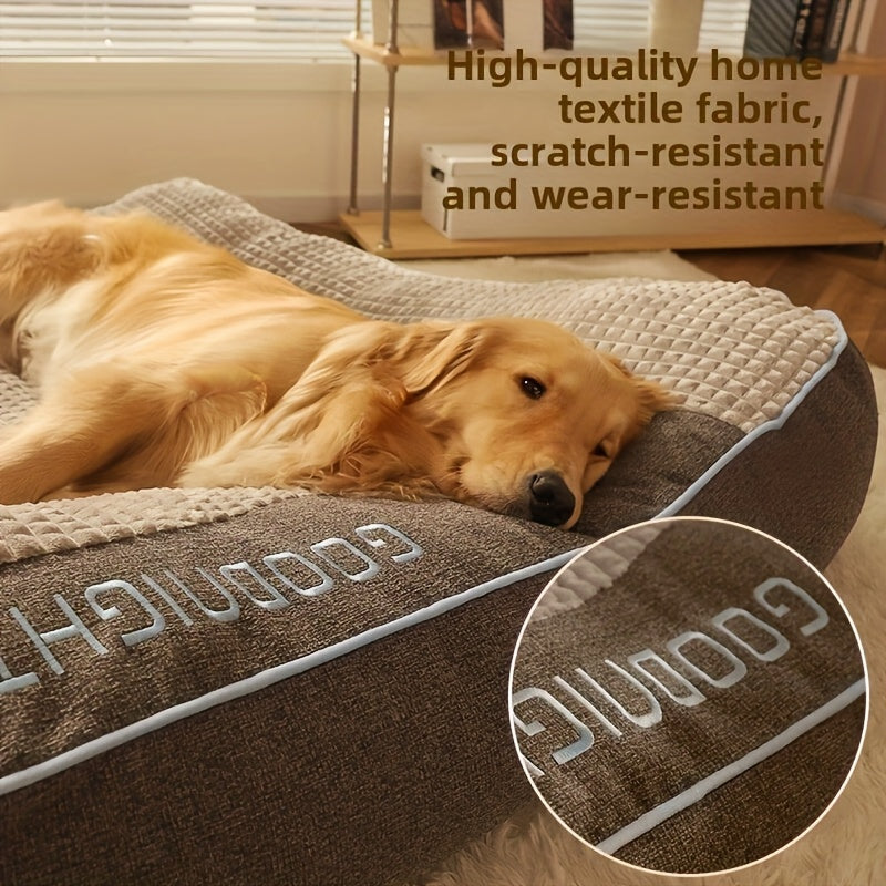 Extra Large Dog Bed for Medium & Large Dogs - Deep Sleep Mattress with Ergonomic Support, Cooling Gray & Beige Striped Design, Durable Polyester, No Assembly Needed, Perfect for Indoor Pets, Dog Bed for Large Dogs, Indoor Pet