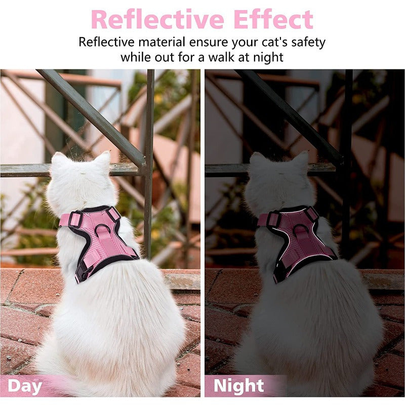 Reflective Pet Harness And Leash Set For Dogs And Cats, Adjustable Puppy Cat Vest Harness With Soft Mesh