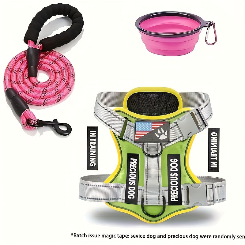 Service Dog Harness And Leash Set with 1pc Folding Bowl