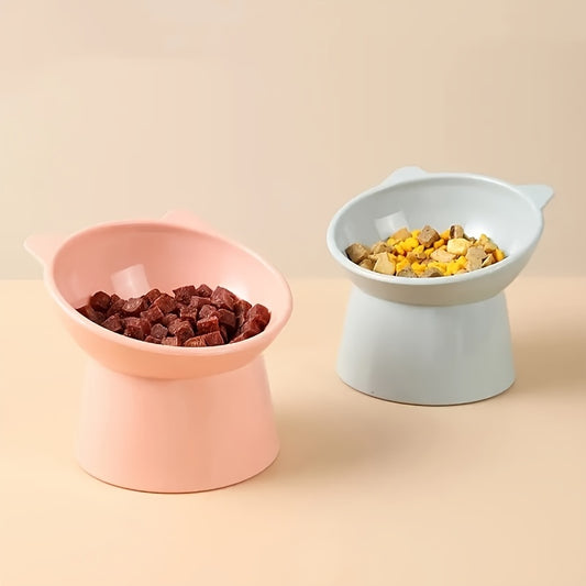 Ergonomic Elevated Cat Bowl – Angled & Raised Feeder for Neck Comfort – Sturdy Plastic, Non-Slip Design – Ideal for Food & Water, Perfect for Household Pets