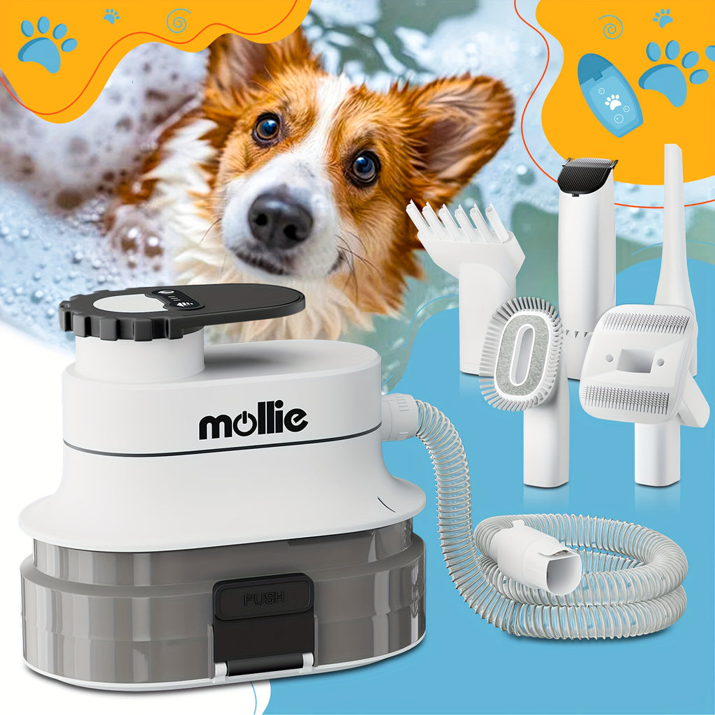 Dog Grooming Kit & Vacuum & Blow Dryer, Pet Grooming Vacuum with 6 Grooming Tools & Trimmer & Guide Combs, for Dog Cat And Other Animals