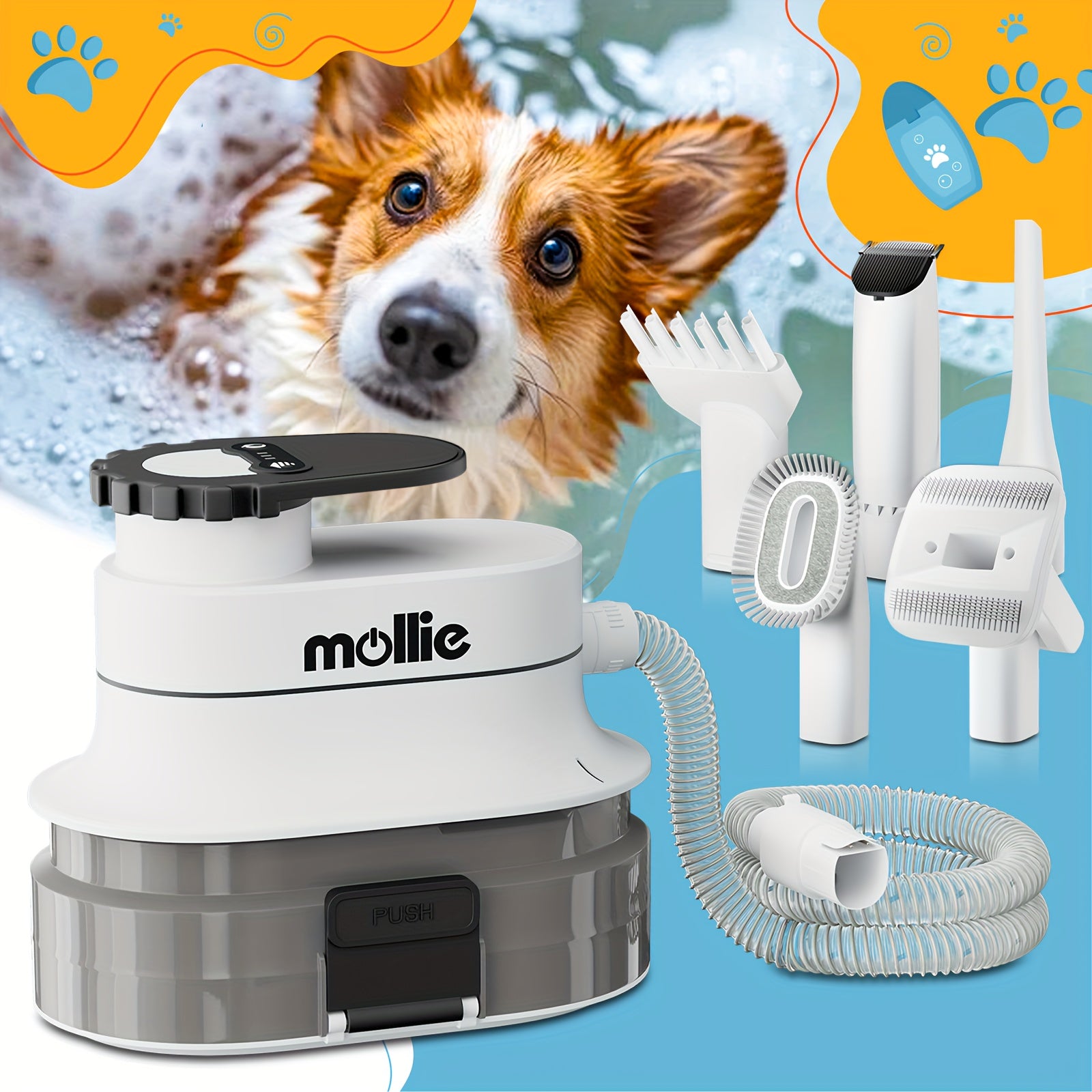 Dog Grooming Kit & Vacuum & Blow Dryer, Pet Grooming Vacuum with 6 Grooming Tools & Trimmer & Guide Combs, for Dog Cat And Other Animals