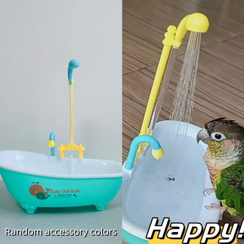 Colorful Automatic Bird Bath Tub - Durable PP Parrot Shower Feeder for Healthy Feather Care & Moisturization