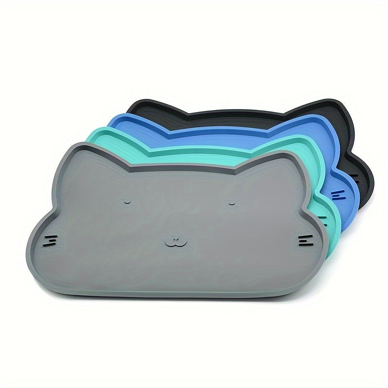 [Silicone Pet Feeding Mat] Waterproof Non-Slip Silicone Pet Feeding Mat - 19x12 inches, Easy Clean Floor Placemat with Raised Edges for Cats & Dogs
