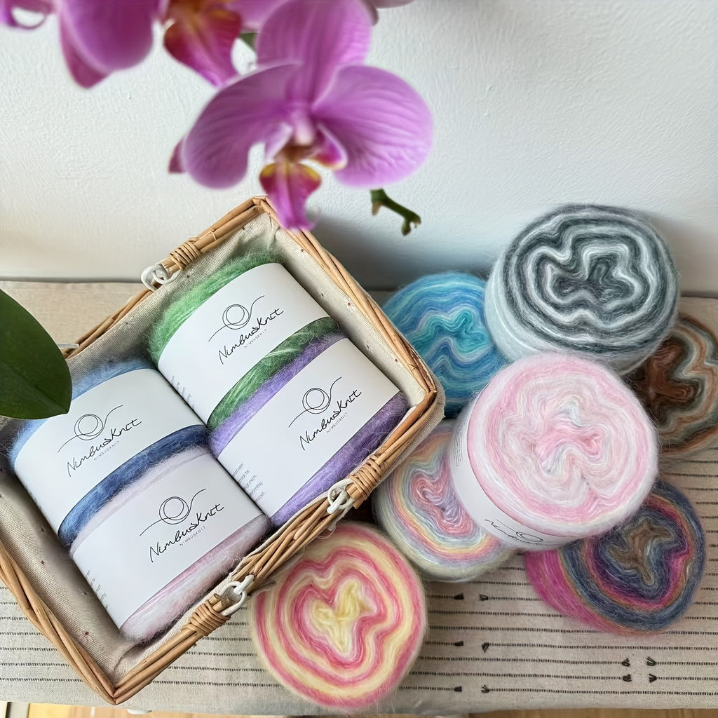 4 Pce/set, 400g Yarn, Hand-knitted Yarn, Spray Yarn, Cloud Yarn, Cake Yarn, And Rainbow Yarn, Soft And Comfortable, Suitable for Crochet, Scarves, Sweaters, Shawls, Blankets, Pet Toys, Handmade Gifts, Halloween, Christmas, An