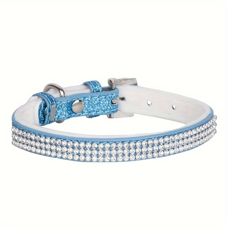 [1 Adjustable Rhinestone Dog Collar] 1pc Pet Collar, Bling Rhinestone Dog Collar, Adjustable Soft Lining Puppy Necklace For Small And Medium Dogs