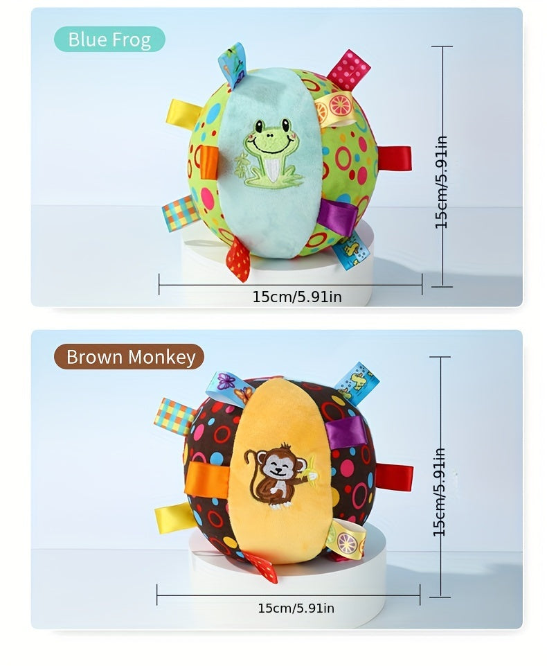 [1pc Durable Squeaky Ball Toy] 1pc Colorful Cartoon-Themed Plush Squeaky Ball Toy for Large Dogs - Durable Chew & Teeth Cleaning Interactive Pet Toy with Ribbon Tail, No Batteries Required, Dog Toys