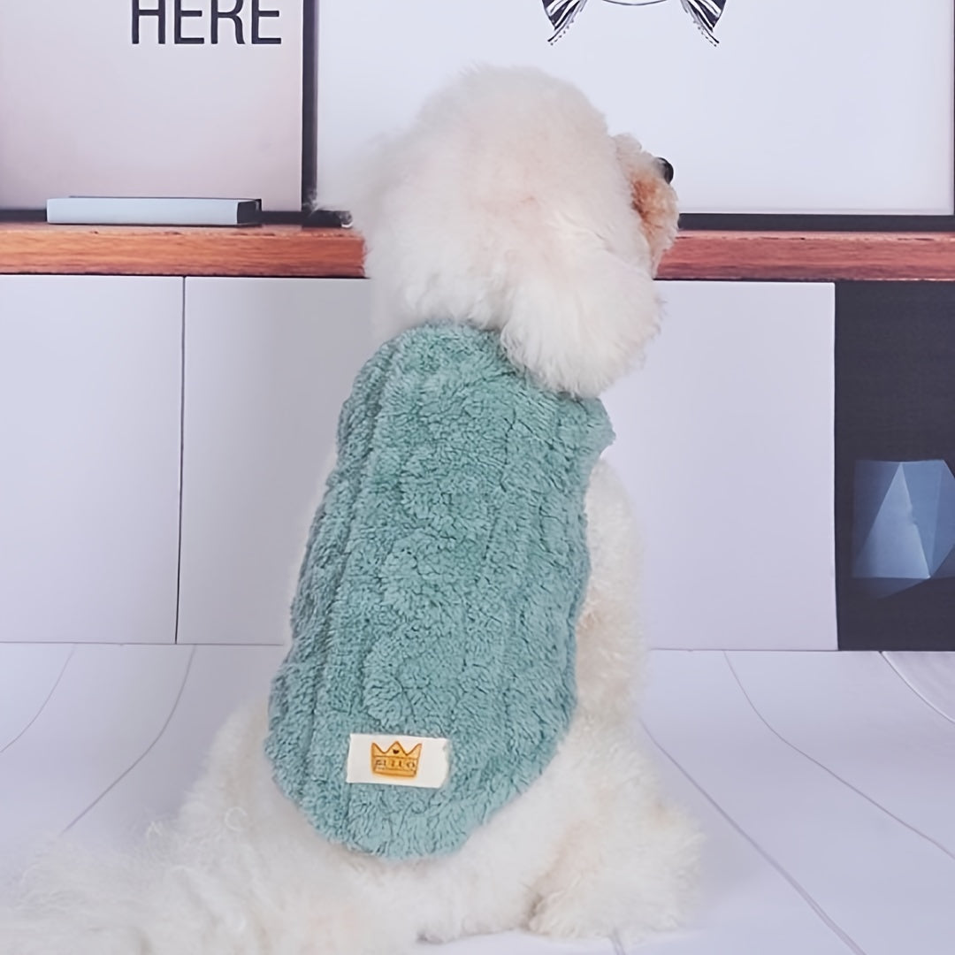 4pcs Dog Sweaters - Cute Fleece Pullover Coats with Wavy Double-Sided Design, Warm Winter Outfits for Small & Medium Dogs & Cats, Soft Polyester Pet Apparel in Light Blue, Red, Yellow, White, Dog Sweater, Pet Winter Wear, Pla