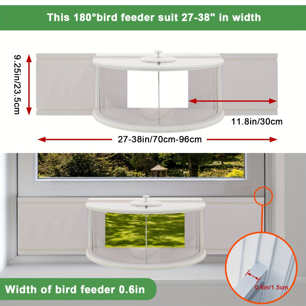 1pc Window Bird Feeder with 180° Clear View - Easy Install, No Battery Needed, Durable Plastic, Perfect for Outdoor Home Decor