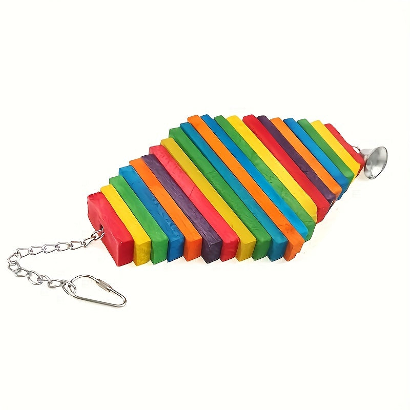 Colorful Wooden Bird Toy - Multi-Layer Parrot Grinding Mouth Chew, Durable Birdcage Ornament for Parrots