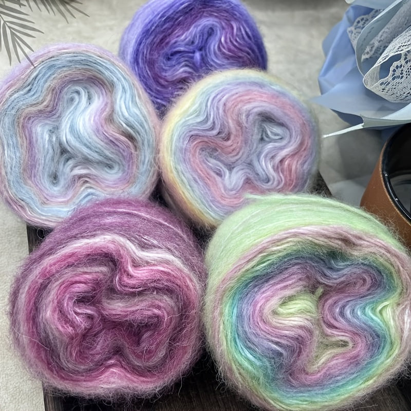 4 Pce/set, 400g Yarn, Hand-knitted Yarn, Spray Yarn, Cloud Yarn, Cake Yarn, And Rainbow Yarn, Soft And Comfortable, Suitable for Crochet, Scarves, Sweaters, Shawls, Blankets, Pet Toys, Handmade Gifts, Halloween, Christmas, An