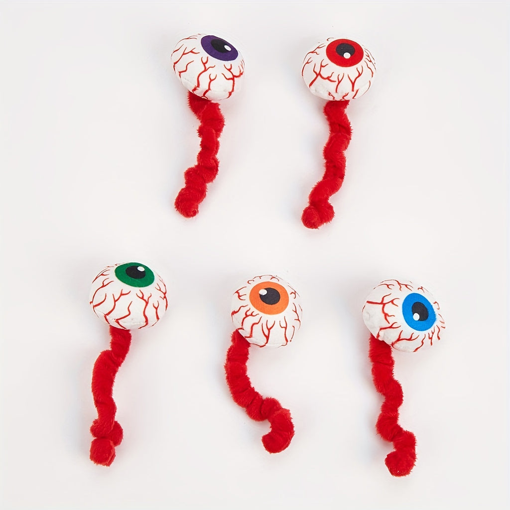 Plush Eyeball Halloween Pet Toys with Cat Grass Sound Chewing Toys Halloween Cat Toys
