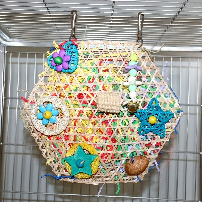 [Tiger Skin Bird Toy Shredder] Bird Toy Shredder Toy Tiger Skin Peony Xuanfeng Parrot Chew Climbing Net Woven Bamboo Net Birdcage Ornament Accessories
