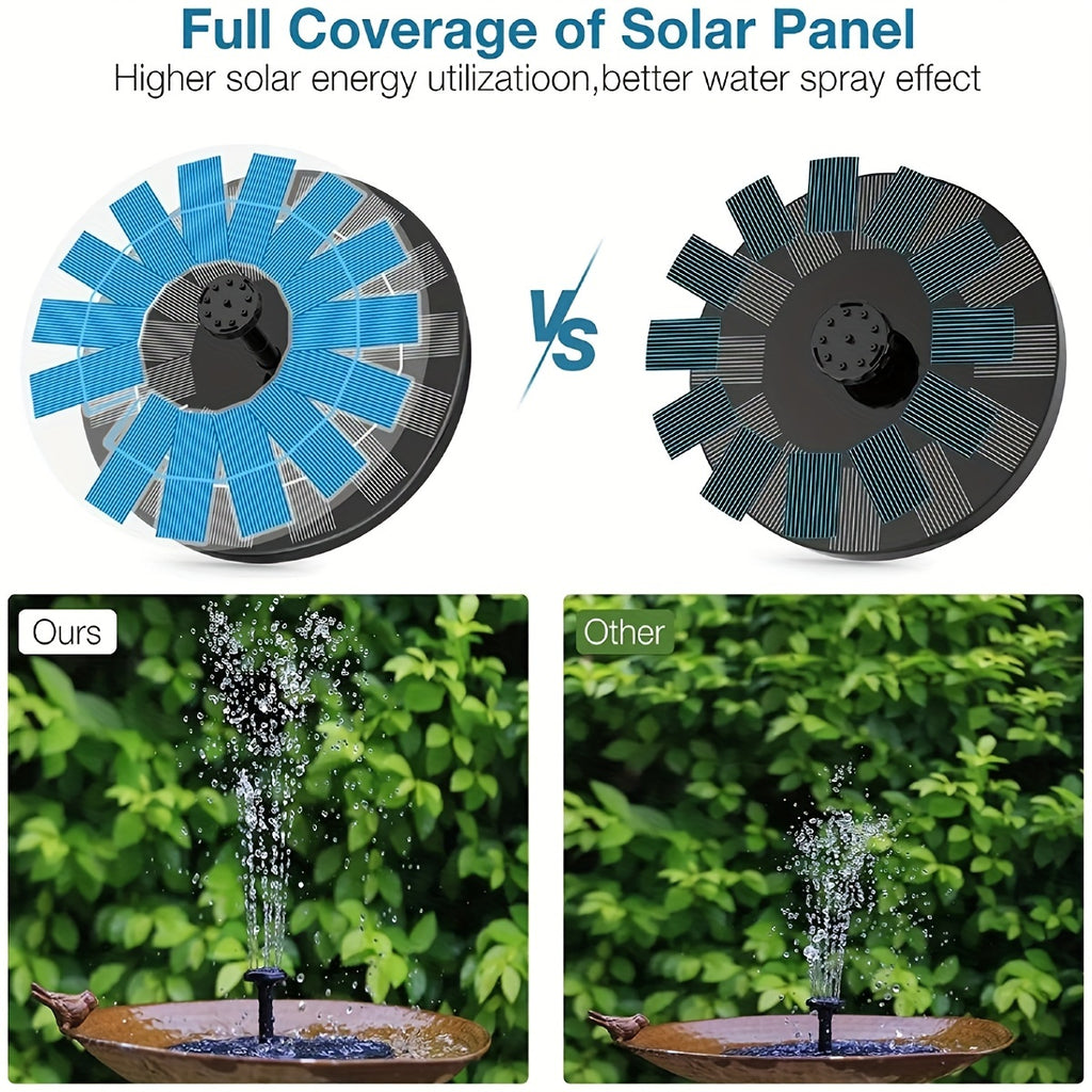 1pc Solar Fountain Pump, 1.5W Solar Bird Bath Pump With 6 Nozzles, Stand-Alone Portable Floating Solar Drinking Water Pump For Garden, Bird Bath, Pond, Swimming Pool, Outdoor & Backyard Aquarium