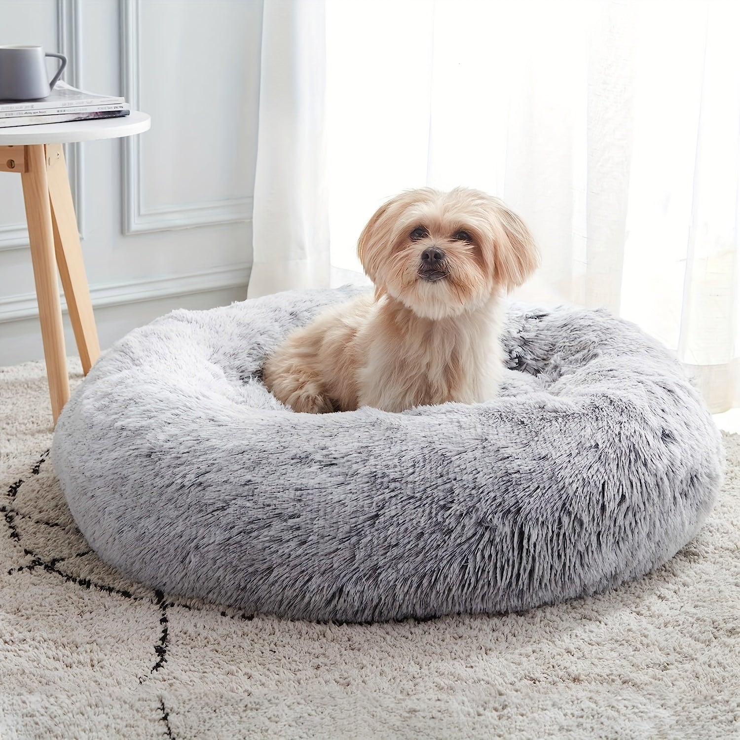 [Cozy Pet Bed] Cozy Plush Round Pet Nest - Luxurious, Soft, Non-Slip Bottom, Easy to Clean, Machine Washable Cover, Perfect for Deep Sleep Indoor Use